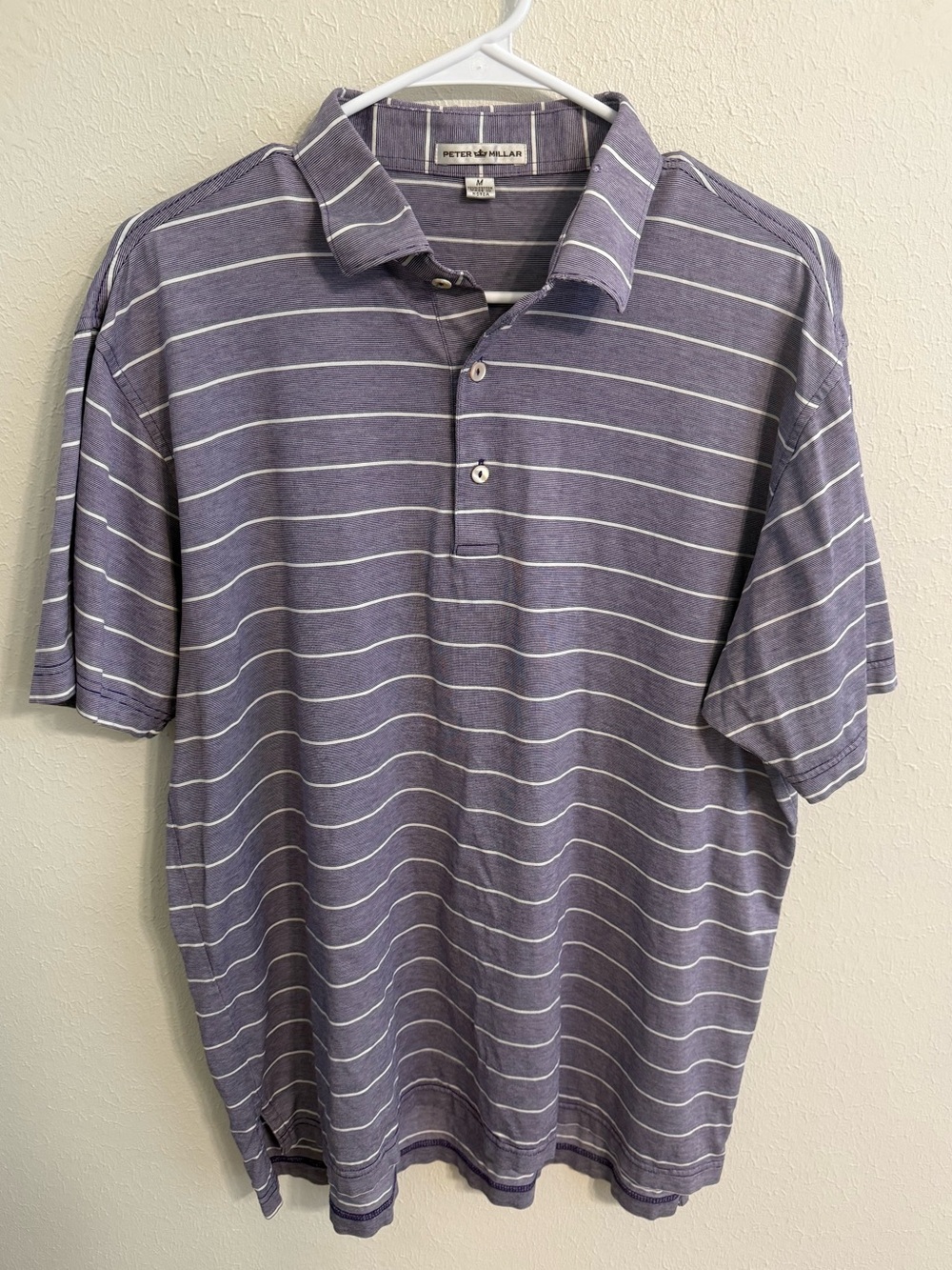 Men’s Peter Millar Purple and White Striped Polo
